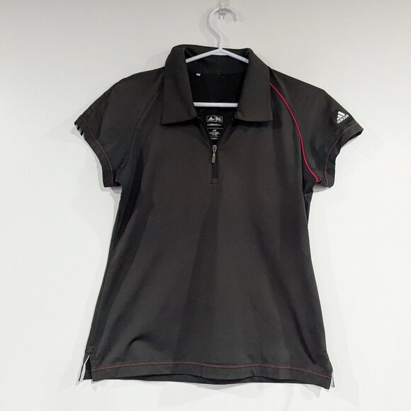 adidas climacool Half Zip Polo Tee Black Red Size Small - Picture 1 of 5